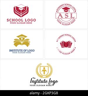 Design du logo de l'académie de remise des diplômes de l'école d'éducation Illustration de Vecteur