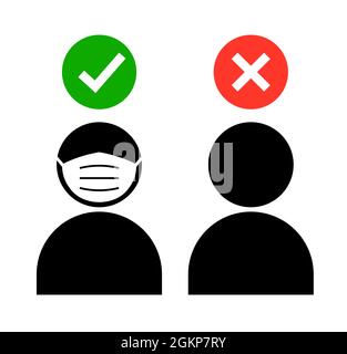 Masque requis masque facial icône de coche. Icône de vecteur d'entrée mAs Illustration de Vecteur