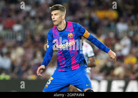 Gerard pique du FC Barcelone en action pendant la Ligue des champions de l'UEFA, match de football joué entre le FC Barcelone et le Bayern Munich au Camp Nou Stadium le 14 septembre 2021, à Barcelone, Espagne - photo Marc Gonzalez Aloa / Espagne DPPI / DPPI Banque D'Images
