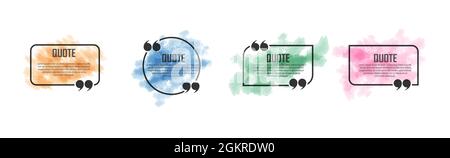 jeu de cadres de citation avec un fond fumé coloré. Un cadre pour le texte et les guillemets. Bannières colorées pour le blog et les symboles. Style plat Illustration de Vecteur