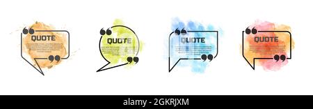 jeu de cadres de citation avec un fond fumé coloré. Un cadre pour le texte et les guillemets. Bannières colorées pour le blog et les symboles. Style plat Illustration de Vecteur