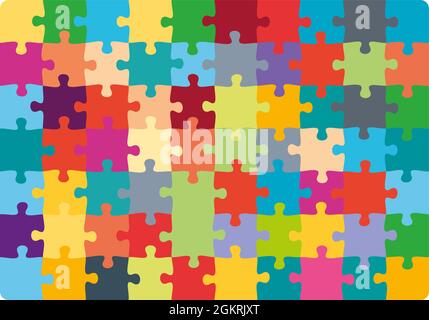 Puzzle modèle de pièce carrée colorée 10x7. Schéma de trait vectoriel de grille de puzzle Illustration de Vecteur