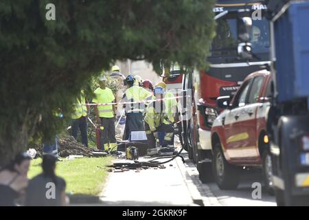 Korycany, République tchèque. 15 septembre 2021. Plusieurs personnes ont été blessées lors de l'explosion d'une maison à Korycany, près de Kromeriz, République tchèque, le 15 septembre 2021. Crédit: Dalibor Gluck/CTK photo/Alamy Live News Banque D'Images