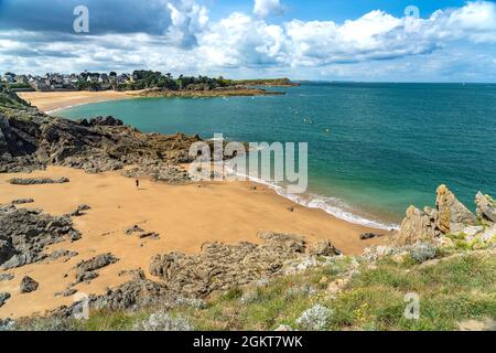 Plage de la pointe du Christ und Plage du Val BEI Rothéneuf, Saint Malo, Bretagne, Frankreich | plages Plage de la pointe du Christ et Plage du V Banque D'Images