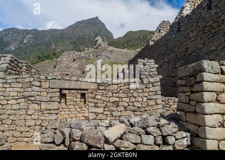 Bâtiments conservés dans les ruines de Machu Picchu, Pérou Banque D'Images