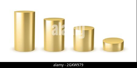 modèle de scène de conception de cylindre en or 3d. Tube métallique en acier de cylindre doré Illustration de Vecteur