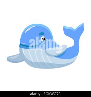 Jolie baleine. Jouet pour enfant. Style de dessin animé. Isolé sur un fond blanc. Illustration vectorielle Illustration de Vecteur