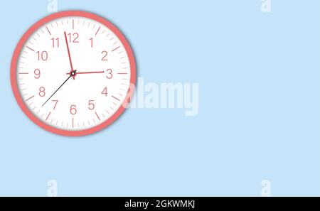 Horloge avec chiffres, horloge murale avec rose et noir sur fond bleu. Illustration du vecteur métier Illustration de Vecteur
