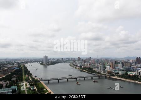 PYONGYANG, CORÉE DU NORD - 26 JUILLET 2015 : vue panoramique sur Pyongyang, Corée du Nord. Pyongyang est la capitale et la plus grande ville de Corée du Nord. Banque D'Images