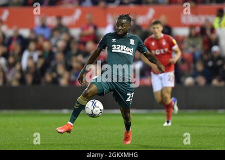 NOTTINGHAM, ROYAUME-UNI. 15 SEPT James Lea Siliki de Middlesbrough lors du match de championnat Sky Bet entre Nottingham Forest et Middlesbrough au City Ground, Nottingham, le mercredi 15 septembre 2021. (Credit: Jon Hobley | MI News) Credit: MI News & Sport /Alay Live News Banque D'Images