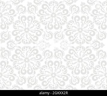 Motif vectoriel classique sans couture. Décoration orientale damassé. Fond vintage classique. Gris et blanc. Décoration pour tissu, papier peint et emballage. Illustration de Vecteur