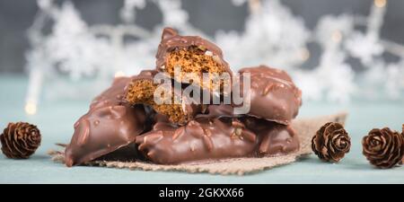 Pain d'épice Nurnberg elisen aux amandes, bonbons de noël traditionnels allemands Banque D'Images