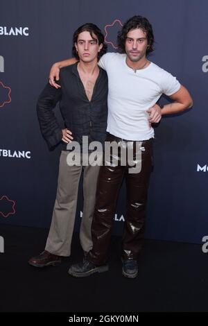 Berlin, Allemagne. 15 septembre 2021. Aaron et Leo Altaras arrivent au lancement de la collection Montblanc UltraBlack. Credit: Jörg Carstensen/dpa/Alay Live News Banque D'Images