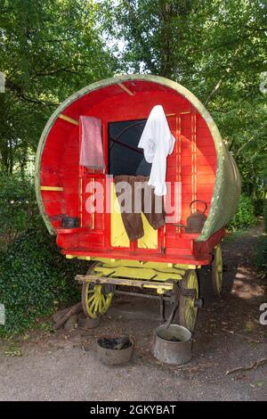 Traveller Wagon au Bunratty Folk Park, Bunratty, Comté de Clare, République d'Irlande Banque D'Images