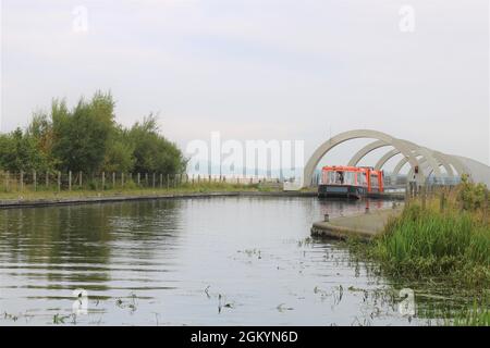 La roue de Falkirk, un pont tournant à Tamfourhill, Falkirk, dans le centre de l'Écosse, reliant le canal Forth et Clyde au canal Union. Banque D'Images