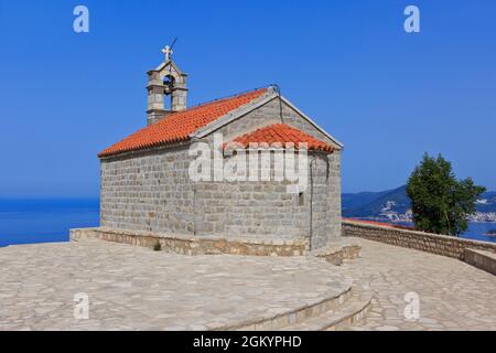 L'église orthodoxe serbe de Saint Sava à Sveti Stefan, au Monténégro Banque D'Images
