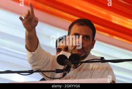 New Delhi, Inde. 15 septembre 2021. NEW DELHI, INDE - SEPTEMBRE 15 : le chef du Congrès Rahul Gandhi à la 38e journée de fondation célébration du Congrès de Mahila à l'AICC le 15 septembre 2021 à New Delhi, Inde. (Photo de Mohd Zakir/Hindustan Times/Sipa USA) crédit: SIPA USA/Alay Live News Banque D'Images