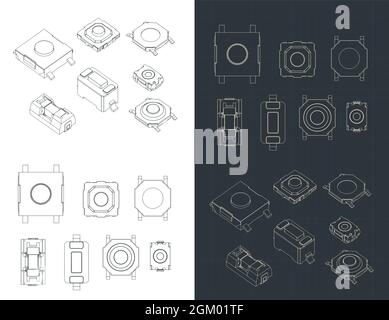 Illustration vectorielle stylisée de modèles de boutons et d'interrupteurs tactiles momentanés CMS Illustration de Vecteur