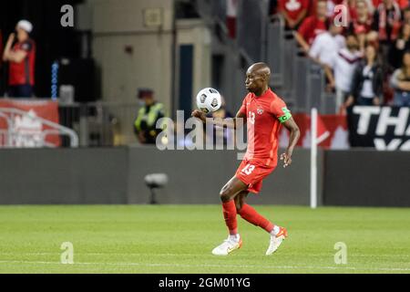 Toronto, Canada, le 8 septembre 2021 : Atiba Hutchinson d'équipe Canada en action pendant le match de qualification 2022 de la coupe du monde de la FIFA de la CONCACAF contre El Salvador à BMO Field, à Toronto, au Canada. Le Canada a gagné le match 3-0. Banque D'Images