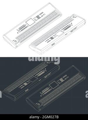 Illustration vectorielle stylisée de modèles isométriques du clavier du synthétiseur Illustration de Vecteur