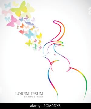 Image vectorielle d'éléphant et de papillon sur fond blanc. Illustration vectorielle superposée facile à modifier. Animaux sauvages. Illustration de Vecteur