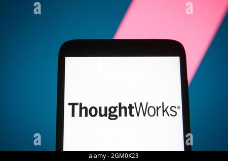 Ukraine. 15 septembre 2021. Dans cette illustration, le logo de Thoughtworks apparaît sur l'écran d'un smartphone. Crédit : SOPA Images Limited/Alamy Live News Banque D'Images