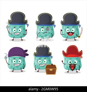 Personnage de dessin animé de romarin séché avec diverses émoticônes de pirates. Illustration vectorielle Illustration de Vecteur