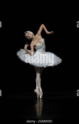 The Dying Swan interprété par Christine Shevchenko dans le cadre du gala du ballet ukrainien à Sadler’s Wells, Londres, Royaume-Uni Banque D'Images