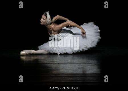 The Dying Swan interprété par Christine Shevchenko dans le cadre du gala du ballet ukrainien à Sadler’s Wells, Londres, Royaume-Uni Banque D'Images