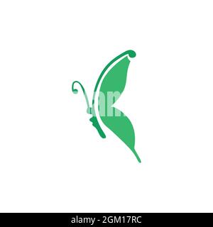 élégant papillon lettre y vert logo icône plate concept vectoriel graphique Illustration de Vecteur