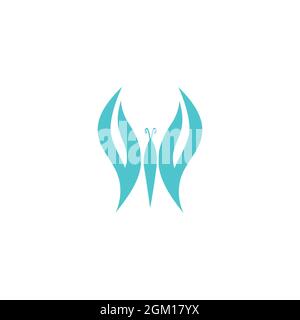 Élégant papillon lettre W logo Icon concept plat motif vectoriel Illustration de Vecteur