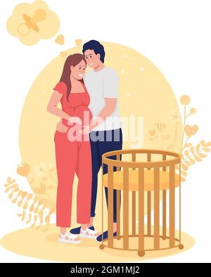 Couple attend une illustration 2D vecteur isolée bébé Illustration de Vecteur