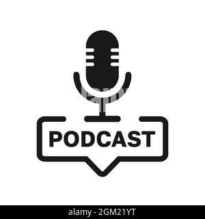 Microphone podcast. Design tendance. Icône radio de podcast. Microphone plat. Illustration de podcast de concept. Illustration vectorielle. Illustration de Vecteur