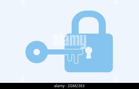 Illustration vectorielle plate de cadenas et d'icônes de touches isolées sur fond bleu. Symbole de sécurité. Icône de verrouillage et de clé. Illustration vectorielle. Illustration de Vecteur