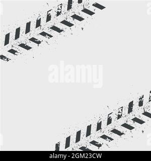 Grince la chenille noire sur fond gris. Traces de pneu sales. Illustration vectorielle. Illustration de Vecteur