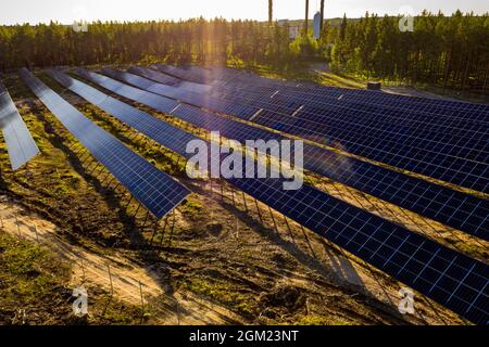 Cellules photovoltaïques dans des panneaux solaires Banque D'Images