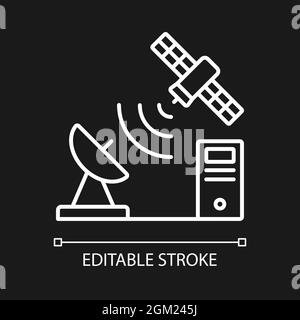 Icône linéaire blanche TCP sur satellite pour thème sombre Illustration de Vecteur