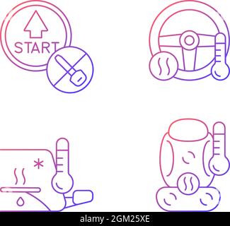 L'automobile moderne est dotée d'un ensemble d'icônes de vecteur linéaire de gradient Illustration de Vecteur