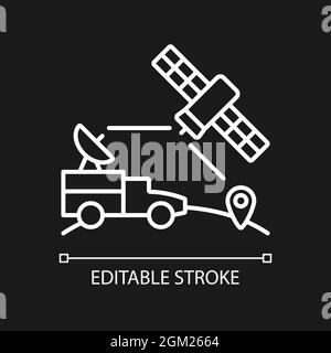 Utilisation militaire de satellites icône linéaire blanche pour thème sombre Illustration de Vecteur