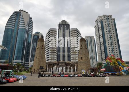 Grozny, Russie - 13 septembre 2021 : vue sur les gratte-ciels de la capitale de la République tchétchène dans la Fédération de Russie Banque D'Images