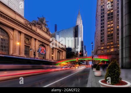 Grand Central, le Chrysler Building et Pershing Square Banque D'Images