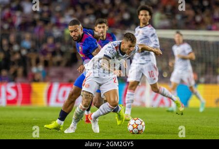 Lucas Hernandez (Muenchen), Memphis Depay (Barca) FC Barcelone - FC Bayern München 14.09.2021, Fussball; UEFA, Champions League, saison 2021/22 Foto: Banque D'Images