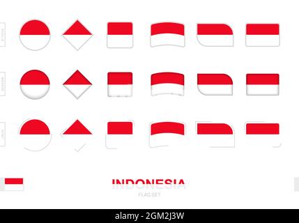 Drapeau de l'Indonésie ensemble, drapeaux simples de l'Indonésie avec trois effets différents. Illustration vectorielle. Illustration de Vecteur