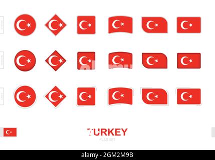 Drapeau de la Turquie ensemble, drapeaux simples de la Turquie avec trois effets différents. Illustration vectorielle. Illustration de Vecteur