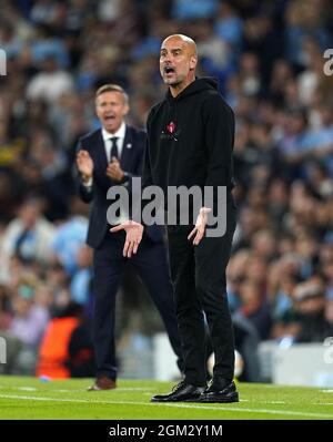 Photo du dossier datée du 15-09-2021, du directeur de Manchester City, PEP Guardiola. Date d'émission : jeudi 16 septembre 2021. Banque D'Images
