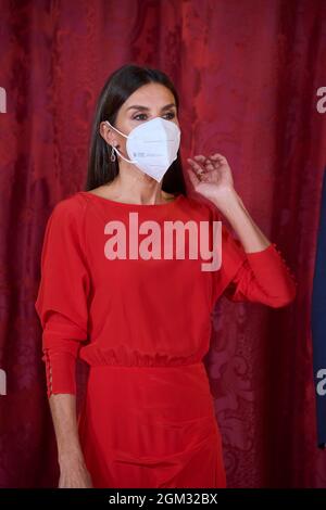 Madrid, Espagne. 16 septembre 2021. La reine Letizia d'Espagne assiste à un déjeuner avec le président de Colombie au Palais Royal le 16 septembre 2021 à Madrid, Espagne crédit: MPG/Alay Live News Banque D'Images