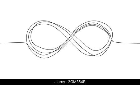 Auto dessine le signe de l'infini de l'animation d'une ligne. Le symbole éternité de l'infini en variantes ensemble avec un style de caniche dessiné à la main Illustration de Vecteur