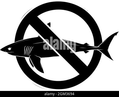 Panneau stop Shark, avertissement, illustration vectorielle Illustration de Vecteur