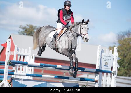 Photos de compétitions équestres, y compris le cavalier de chasseur et le cheval de fond cavaliers Banque D'Images