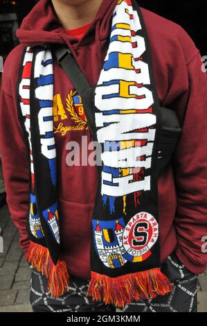 Copenhague, Danemark.,16 septembre 2021 /république tchèque football équipes nationales AC sparta Praha fans de beerand ami parler avec des autorités de la police danoise Banque D'Images